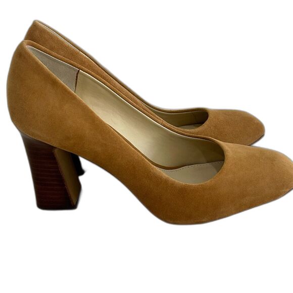 Vince Camuto Shoes Women’s Size 8M Taupe Villona Suede Pump Block High Heel - Picture 4 of 12